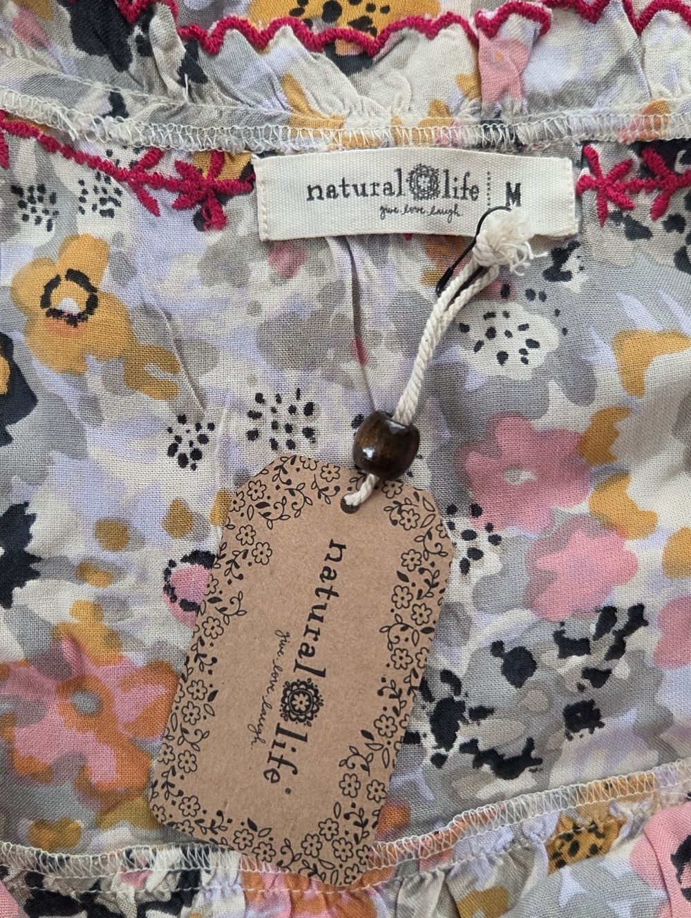 Natural Life Avery Embroidered Floral Tiered Midi Dress - Size Medium - Picture 7 of 11